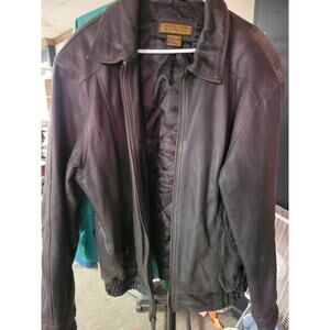 Mens XL Northern Explorer Black Leather Jacket Coat Bomber Vintage